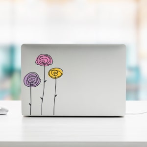 Roses Laptop Decal | Hand Drawn Flowers | Girly Sticker