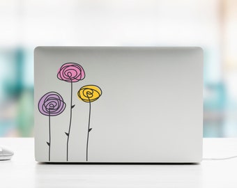 Roses Laptop Decal | Hand Drawn Flowers | Girly Sticker