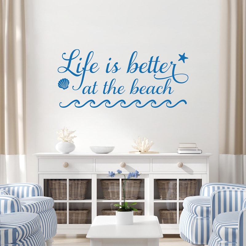 Free Shell Stickers Nautical Quote Wall Decal - Etsy