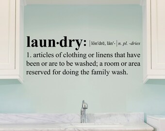 Laundry Definition Wall Decal | Dictionary definition Vinyl | Laundry Room Decor