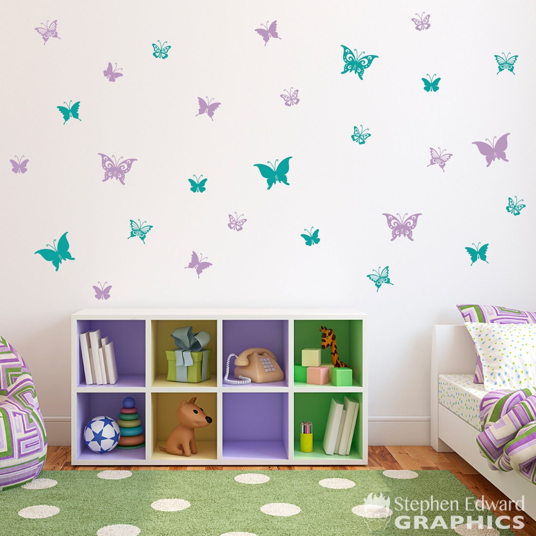 Butterfly Wall Decals | Set of 28 Butterflies | Girl Bedroom Decor - Etsy
