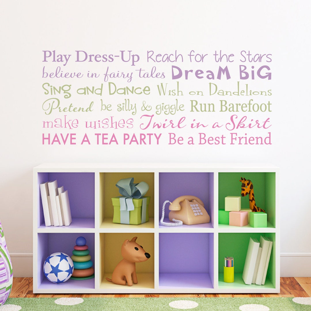 Girls Rules Wall Decal | Playroom Rules for Girls | Play Dress up ...