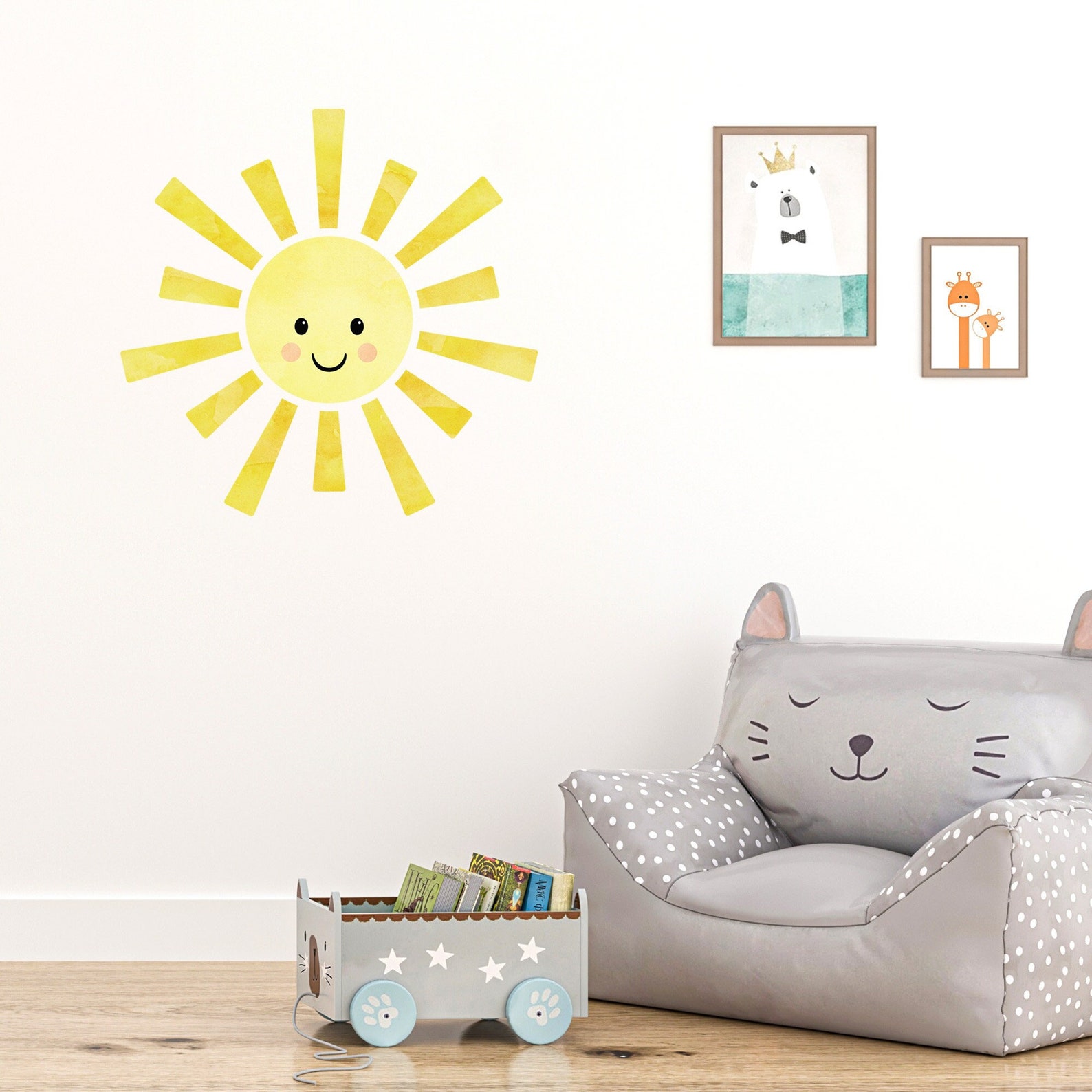 Watercolor Sun Decal Children Wall Decor Playroom Sun Etsy