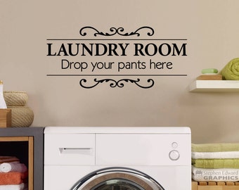 KW053C Laundry Room Apply Within Help Needed Vinyl Wall Decal Art Decor 