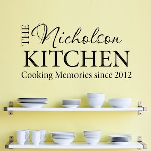 Personalized Name Kitchen Wall Decal | Cooking Memories | Established Date Vinyl