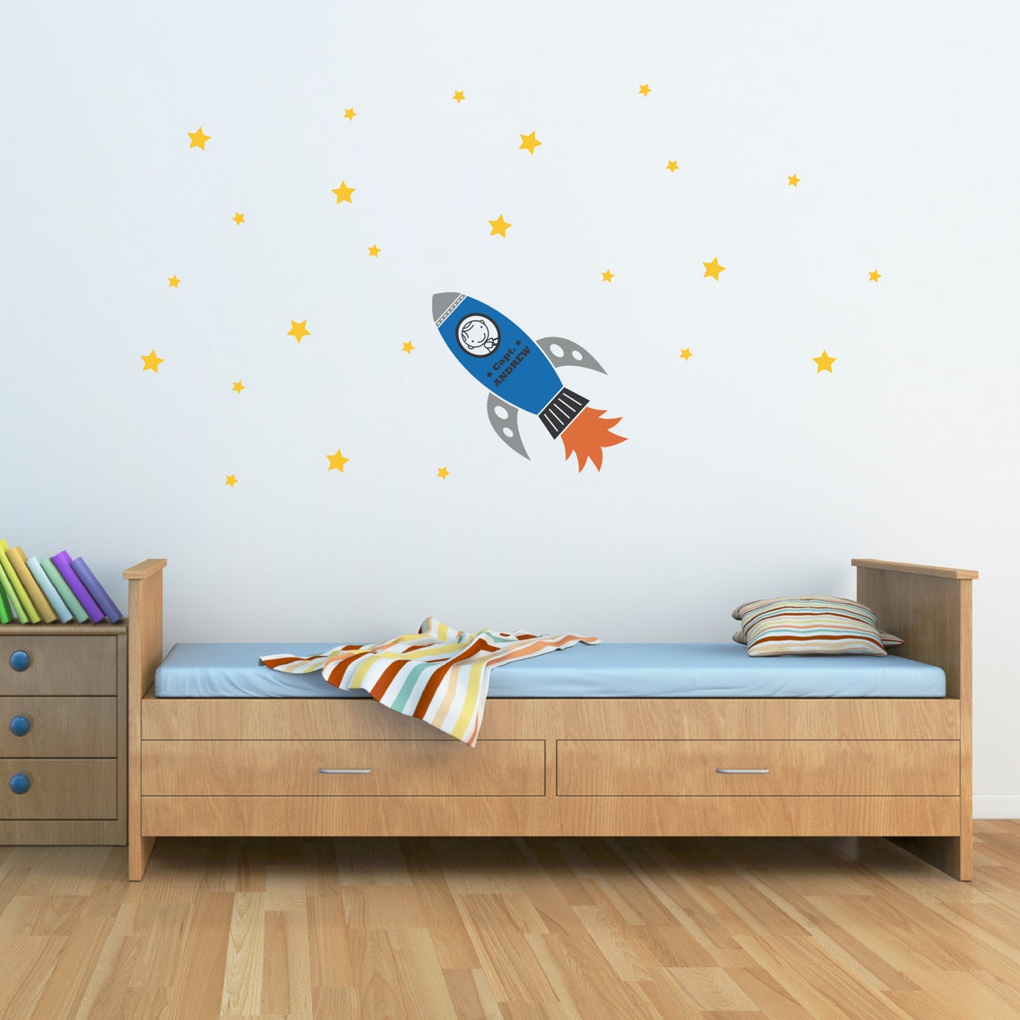Personalized Wall Decal Rocket With Boys Name Vinyl Wall Art Etsy