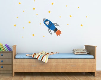 Personalized Rocket Wall Decal: Boys Name Vinyl Art