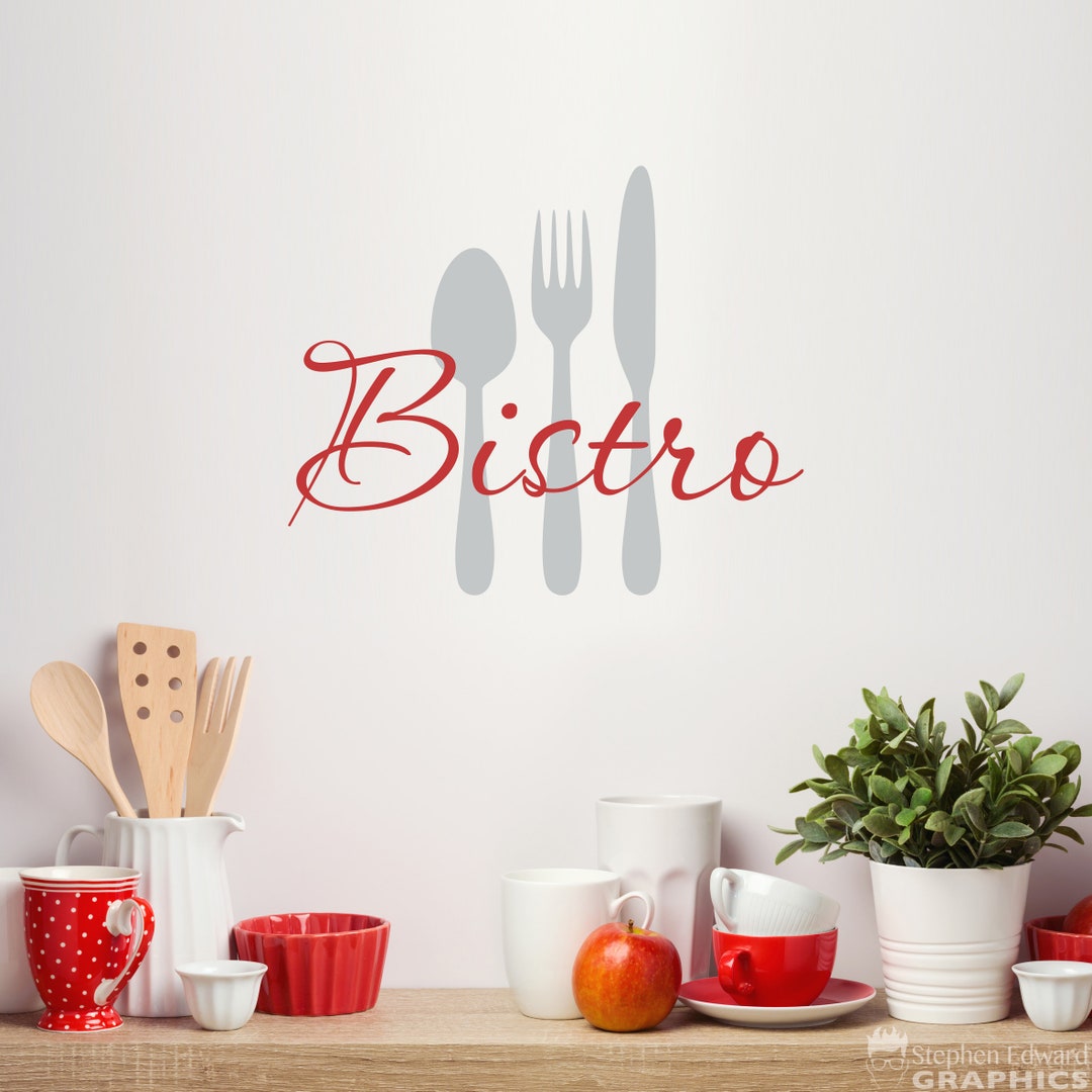 Bistro Wall Decal Kitchen Vinyl Decal Utensils Sticker Art - Etsy