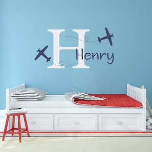 Personalized Airplane Decal Set | Plane Decor | Boy Bedroom