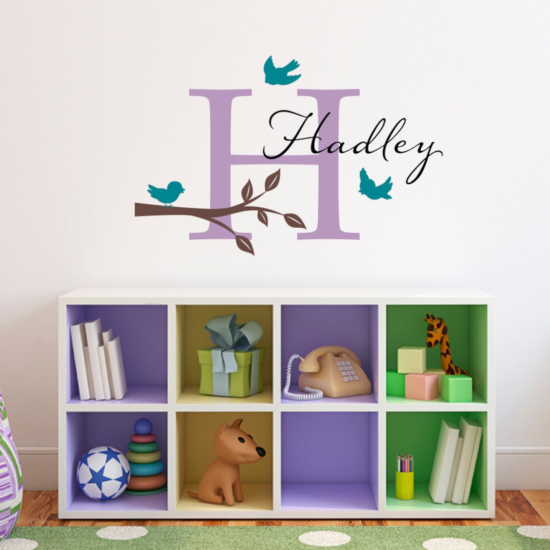 Personalized Name Decal With Birds & Branch | Nature Decor for Girls ...