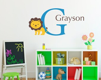 Lion Wall Decal Set | Personalized Kids Decor | Safari Bedroom