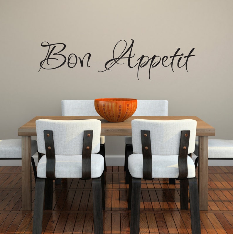 'Bon Appetit' Wall Decal Sticker - 23.6" X 11.8" Black PVC French Quote Art For Kitchen, Dining Room Decor