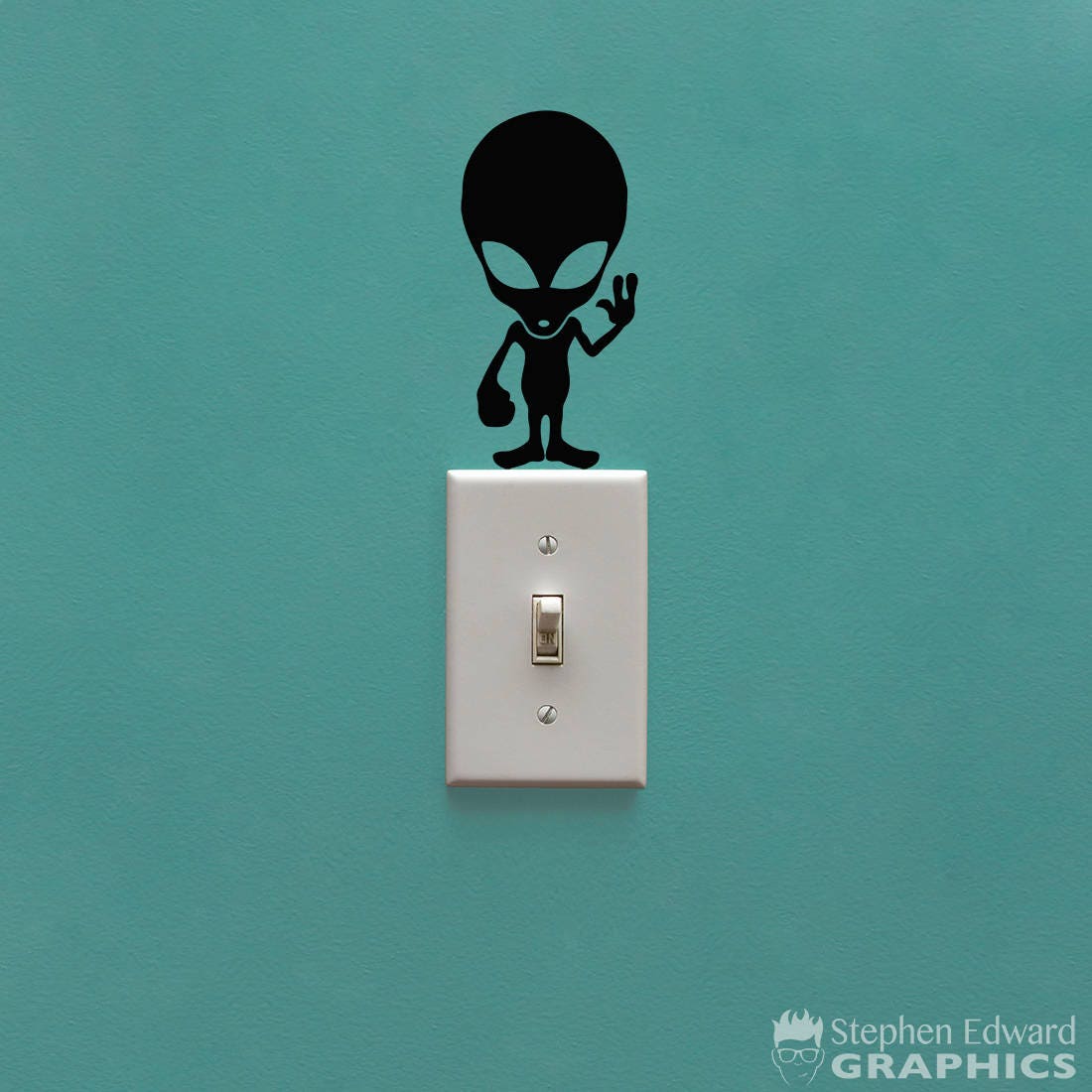 Alien Light Switch Decal | Lightswitch UFO Decal | Fun Sci-fi Home ...