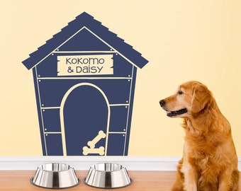 Doghouse Decal with two names | Dog House Wall Sticker | Pet Gift