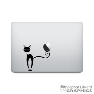 Black Cat Laptop Decal | Cat Macbook Vinyl | Halloween Laptop Sticker