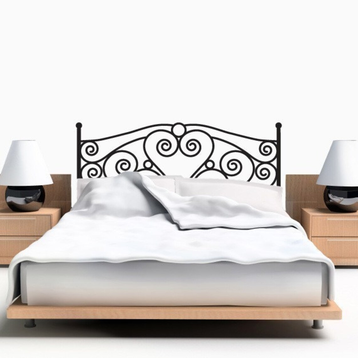 Scroll Headboard DECAL Full Size Headboard Wall Sticker Etsy
