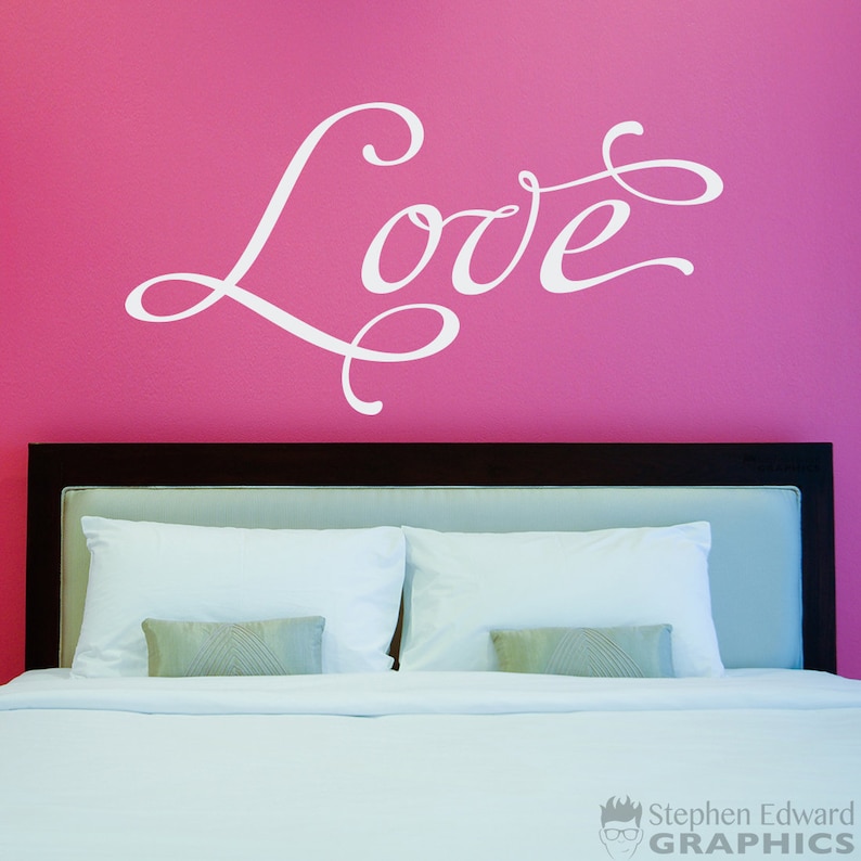 Love Wall Decal Script font Decal Bedroom Wall Decal Etsy