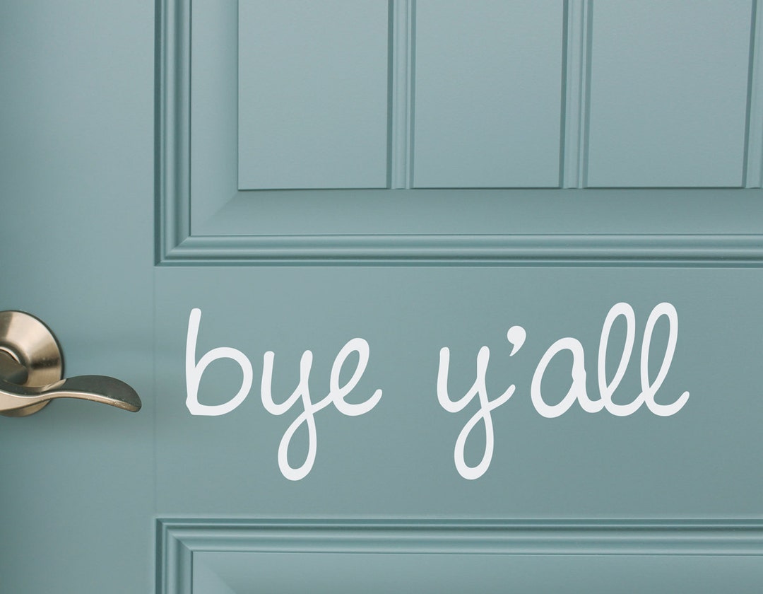 Script Hello and Goodbye Vinyl Door Decal Set Door Sticker 