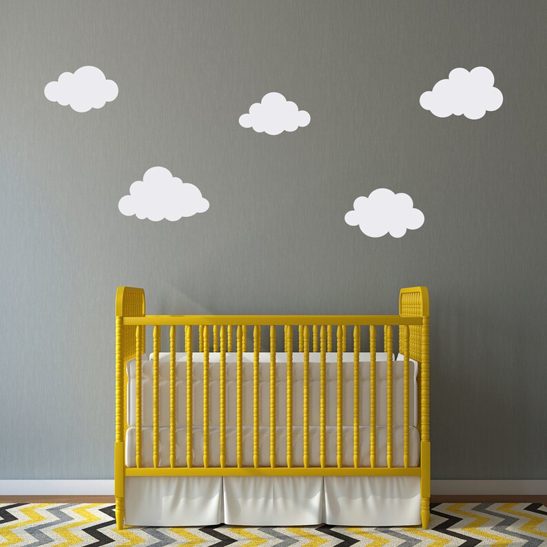 Cloud Decals Set Set of 5 Puffy Cloud Wall Decal Kids Wall Decal Nursery Decor image 1