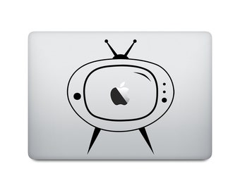 Retro TV Laptop Decal - Retro Macbook Decal - TV Laptop Sticker