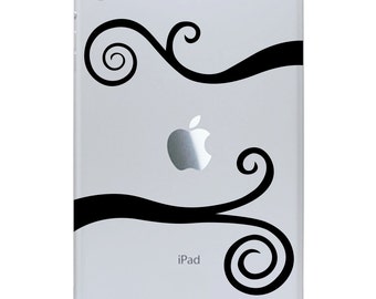 iPad Mini Decal Wavy Scrolls - iPad Sticker - Swirl Tablet Decal