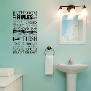 Badezimmer Regeln Vinyl Wandtattoo: Wash, Brush, Flush