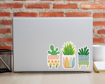 Potted Plants Laptop Decal set | 3 Cute Plant stickers for plant lovers