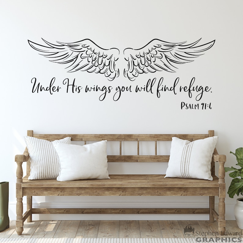 Under His Wings You Will Find Refuge Wall Decal Bible Verse Etsy