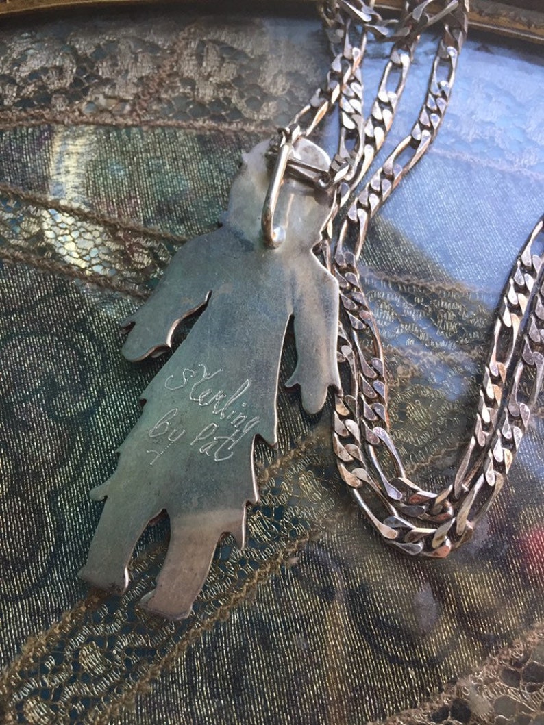 Native American Woman Pendant Vintage Sterling Silver
