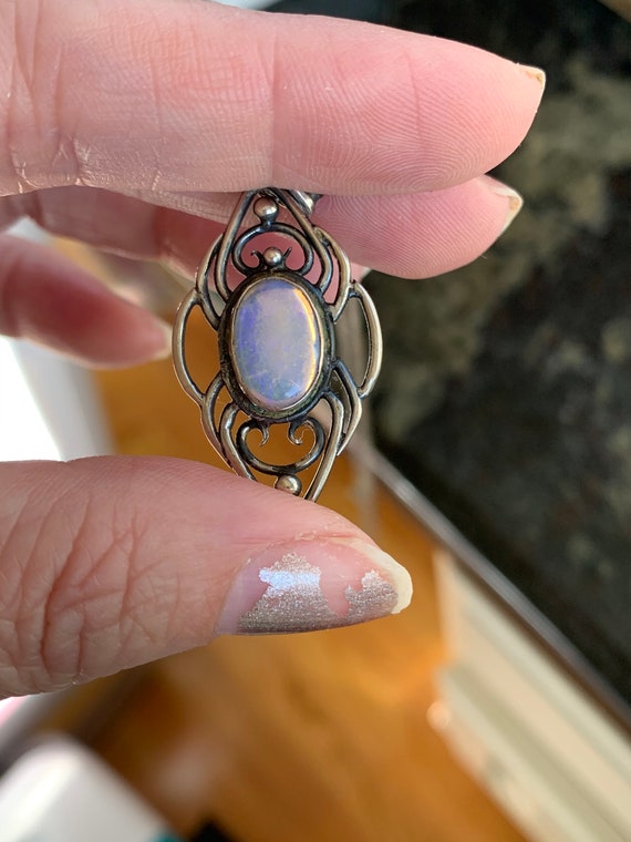 Opal Pendant - Sterling Silver - Vintage