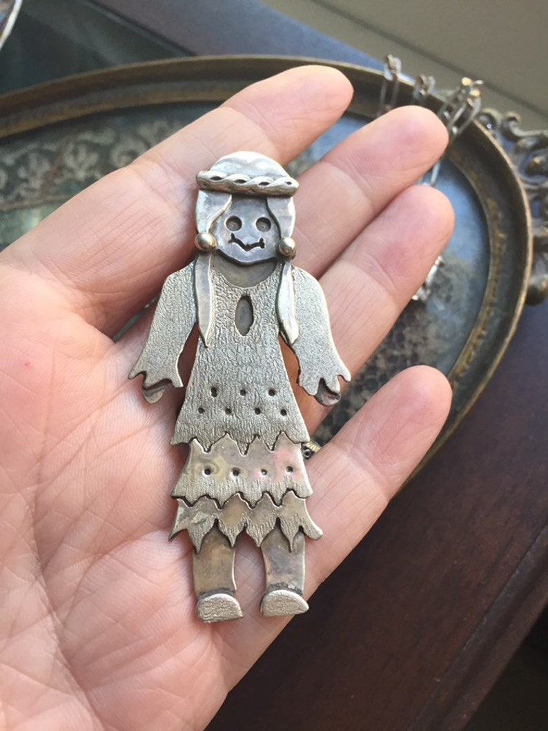 Native American Woman Pendant Vintage Sterling Silver