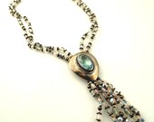 SALE: Beaded Lariat Necklace - Sterling Silver - Vintage