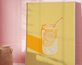 Lemon Art Print | Minimalist Citrus Kitchen Wall Art |  Poster
