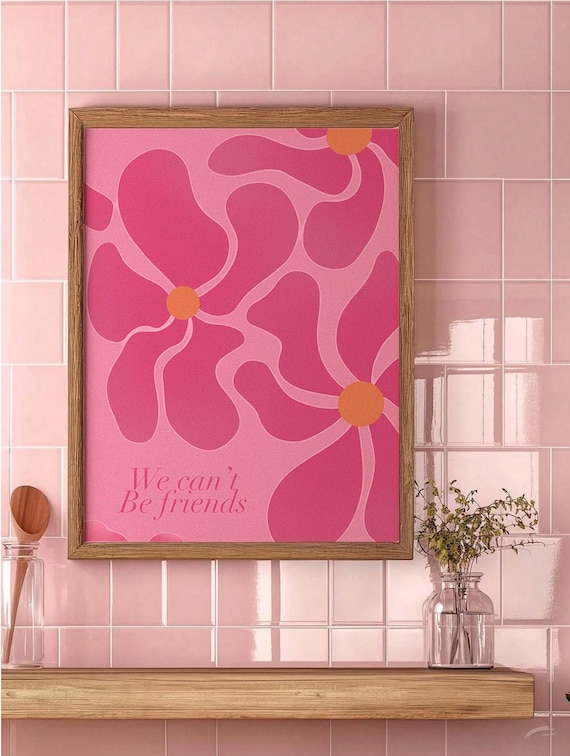 Pink Floral Ariana Grande Poster: We Can't Be Friends Lyrics