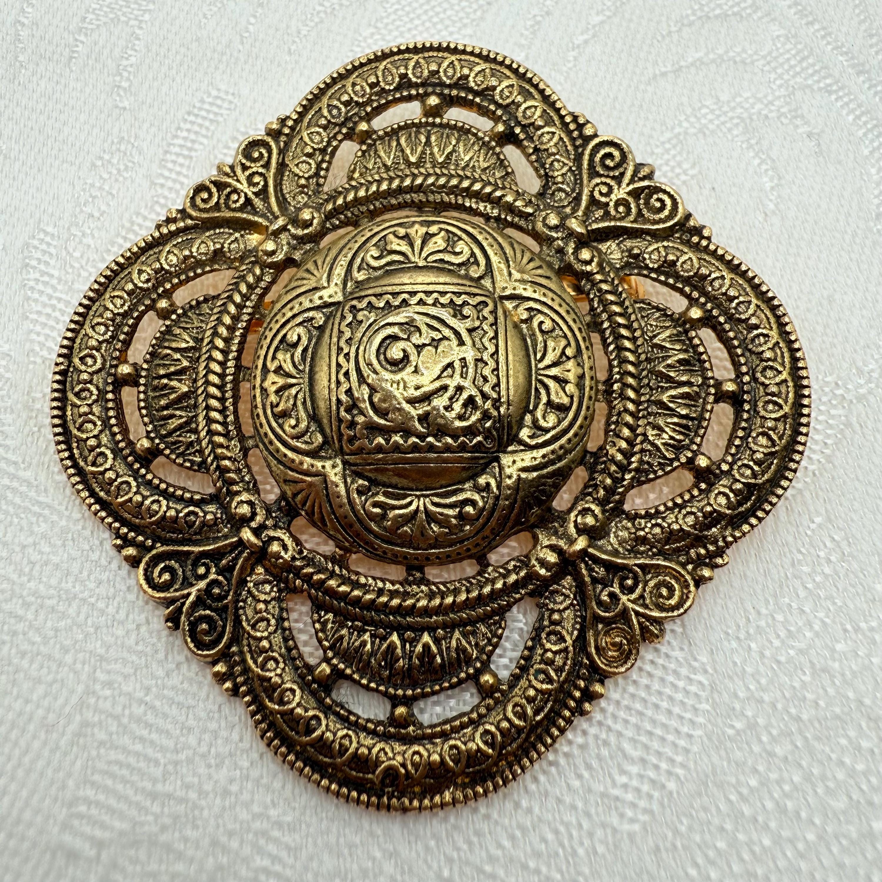 Broche Vintage Style ART DÉCO Des Années 80 - Élégance Argentée