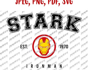Tony Stark 1970 Iron Man digital fil nedladdning Svg, Jpeg, Png, PDF