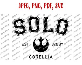 Han Solo SVG Solo 32bby Star Wars Digitale Datei Download SVG, Jpeg, Png, Pdf