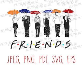 Freunde Regenschirm Freunde TV-Show Svg, Jpeg, Png, PDf, Eps (neue Farbanpassung)