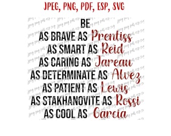 Seien Sie so tapfer wie Prentiss Spencer Reid Hotchner Rossi Alvez Garcia Jareau Lewis Criminal Minds Svg, Jpeg, Png, PDf, Eps