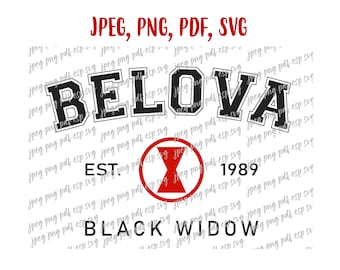 Yelena Belova 1989 Black Widow Digitale Datei Download Svg, Jpeg, Png, PDf