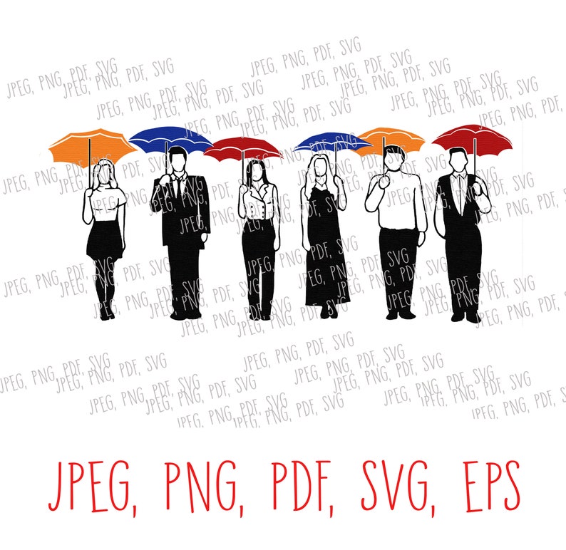 Friends Umbrella Friends TV Show Svg, Jpeg, Png, PDf, Eps (new color adjustment) image 1