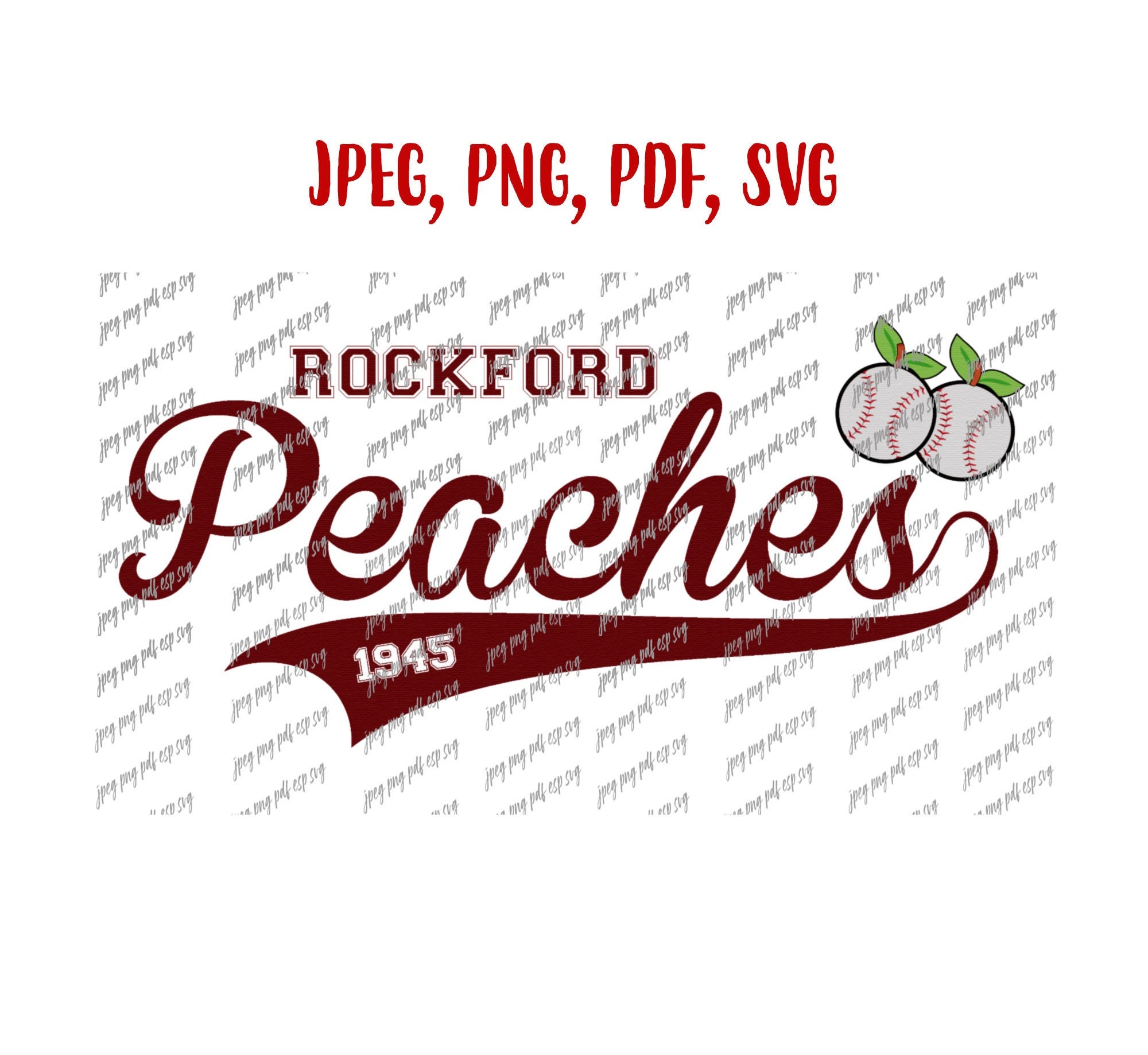 A League of Their Own Svg Rockford Peaches Digital file Download Svg, Jpeg,  Png, PDf