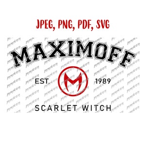 Wanda Maximoff 1989 Maximoff Scarlet Witch Digital file Download Svg, Jpeg, Png, PDf