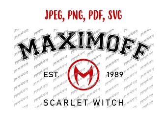 Wanda Maximoff 1989 Maximoff Scarlet Witch Digital file Download Svg, Jpeg, Png, PDf