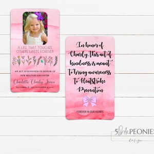 Cartes pour actes de gentillesse personnalisés - En mémoire - Commémoration - Cartes de portefeuille - Cartes mémoire