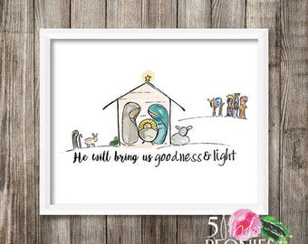 Instant Download - Christmas- Nativity - Manger Scene - Printable  Art - framable print