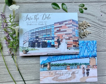 Watercolor Location Save the Date Invaitions