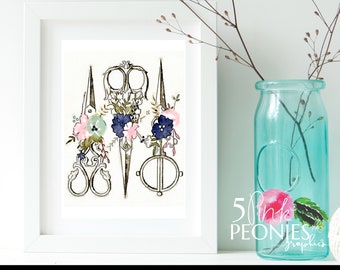 Floral Watercolor Scissors - Hairstylist - Beautician - Barber - Hairdresser - Gift