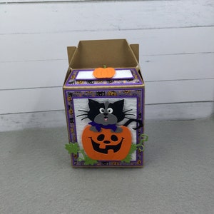 Black Cat Jack O Lantern Halloween Decorated Die Cut Gable Gift Box