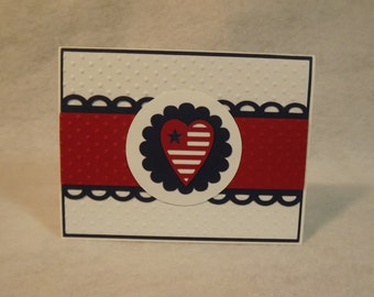 Red White Blue Heart Greeting Card